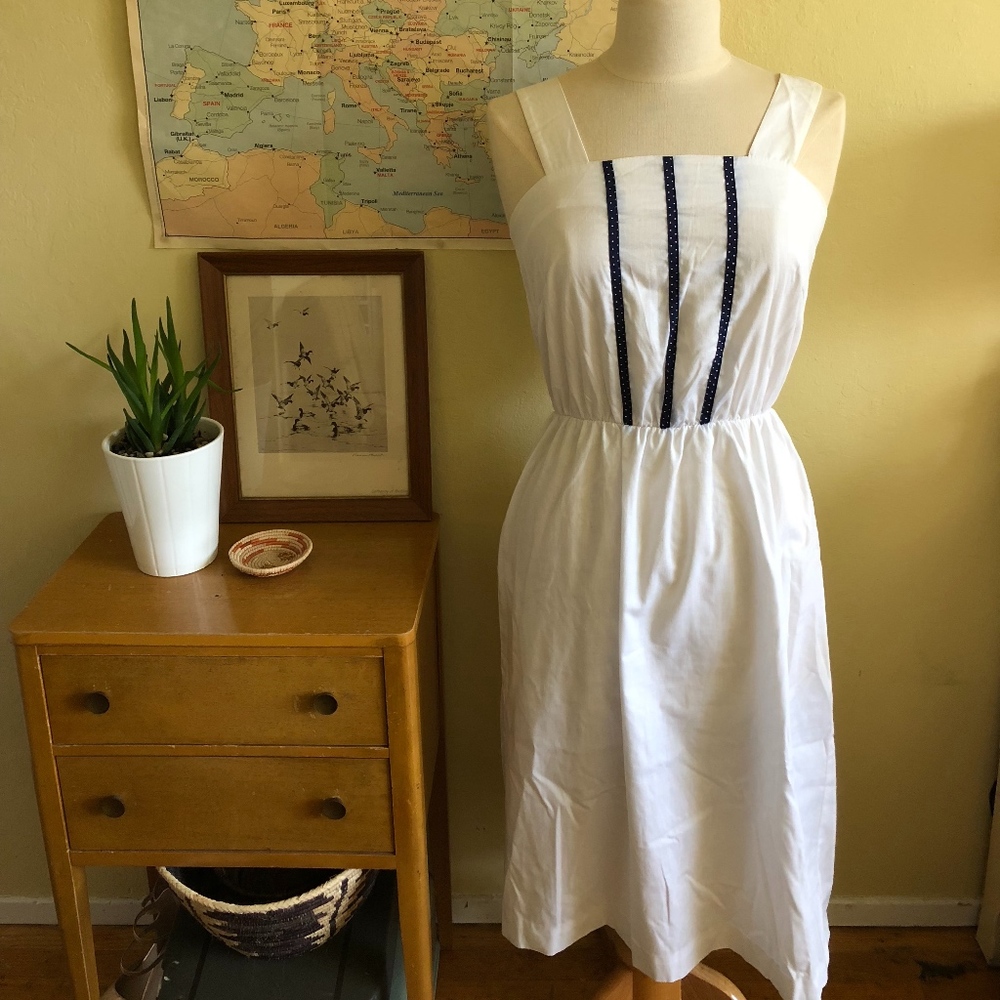 Vintage White and Blue Dress